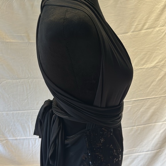 NWOT Sexy Black Dress Floral Printed Mesh Patchwork Bodycon Dress - Picture 5 of 14